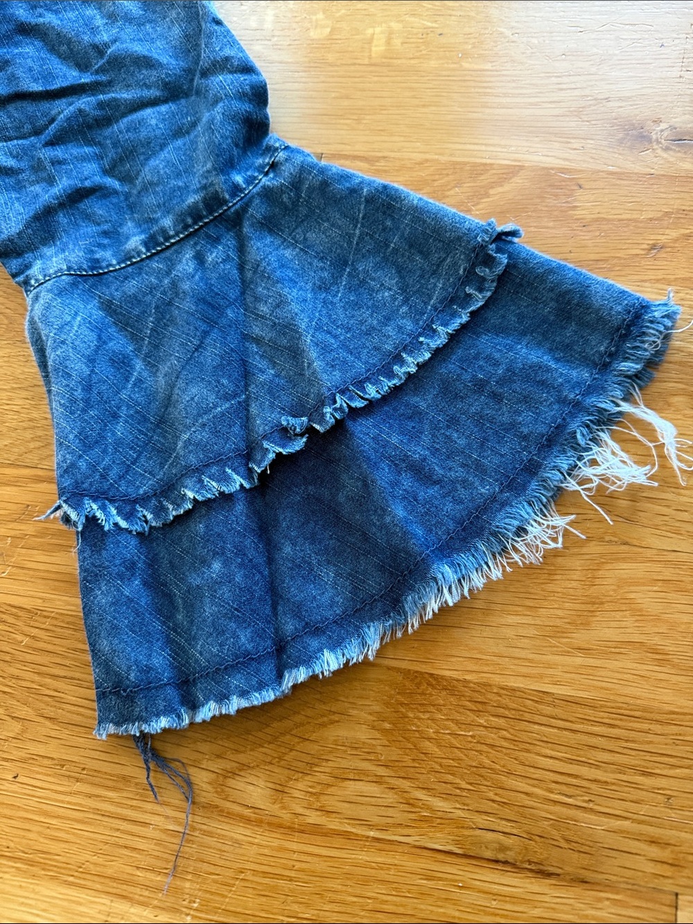 NWT Denim Button-Down Shirt Dress with Ruffle Sleeves - Blue - Picture 3 of 6